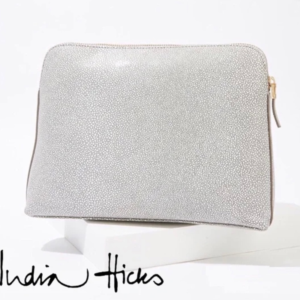 INDIA HICKS The Insider Pouch- Stingray-Silver Grey Pebble Bag
